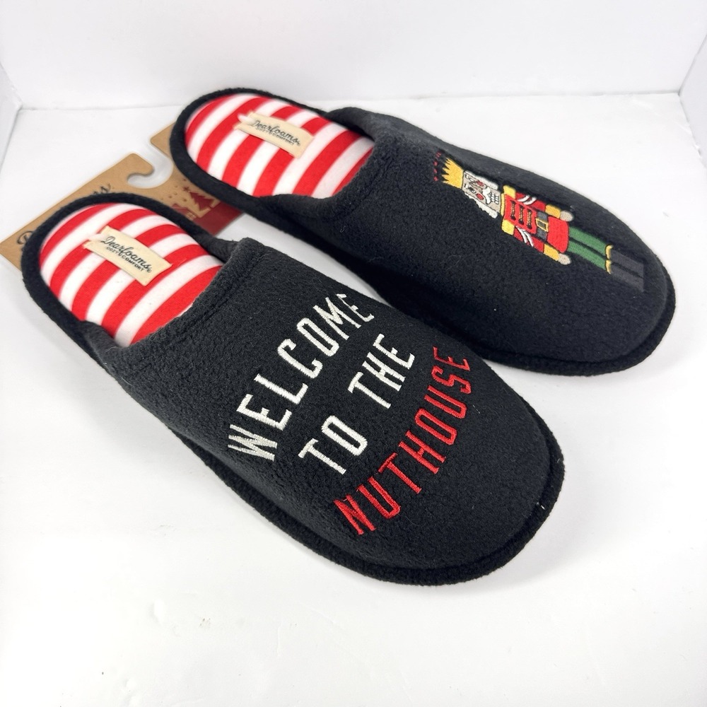 Dearfoams Nutcracker Slippers Mens M 9 10 Christmas Novelty Slip On Memory‎ Foam